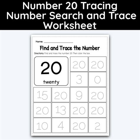 Number 20 Tracing Number Search And Trace Worksheet