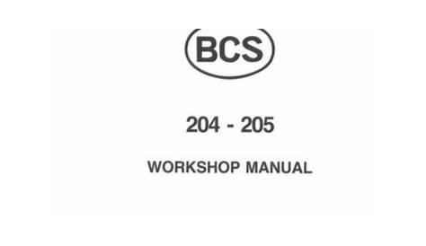 bcs 204 and 205 owner's manual