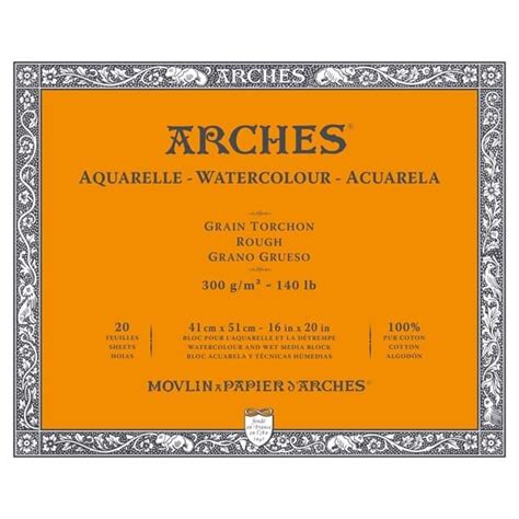 Arches Watercolor Block 16x20 140lb Rough 20 Sheets Jerrys Artarama