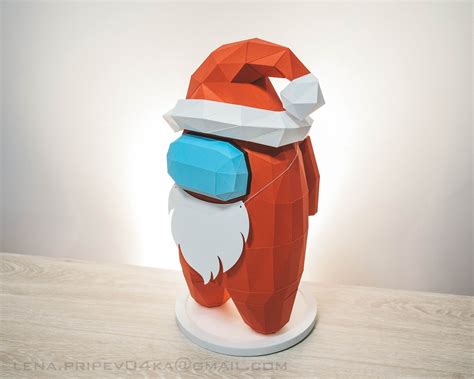 Papercraft Santa Among Us Low Poly Imposter Paper Christmas Etsy