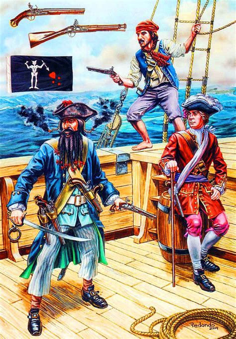 Blackbeard The Pirate With His Crew Pirate Art Famous Pirates