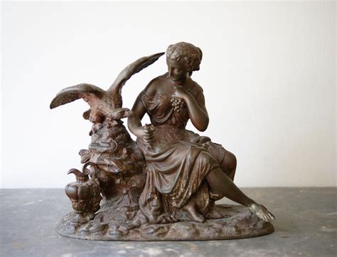 Antique Statue En Bronze D Hébé Et L Aigle De Zeus Etsy