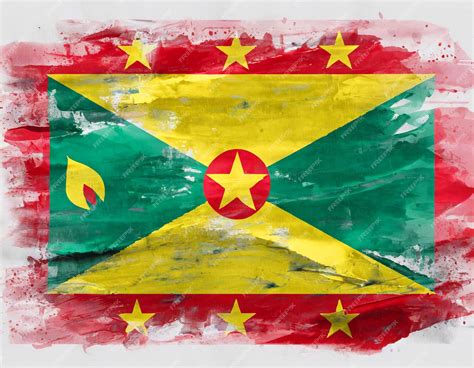 Premium Ai Image Art Brush Watercolor Painting Of Grenada Flag Blown