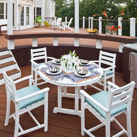 Poly is worry free outdoor furniture with its durable, low maintenance, weather resistant and eco friendly character. Trex® Outdoor Furniture Monterey Bay 5 Piece Dining Set ...