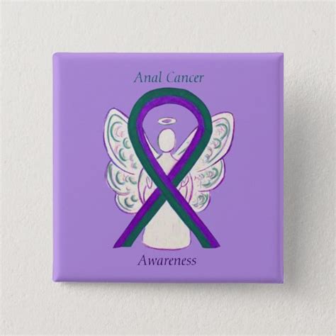 Anal Cancer Awareness Ribbon Angel Button Pins Uk