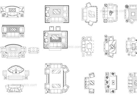 Living Room Furniture Sets Dwg Free Cad Blocks Download