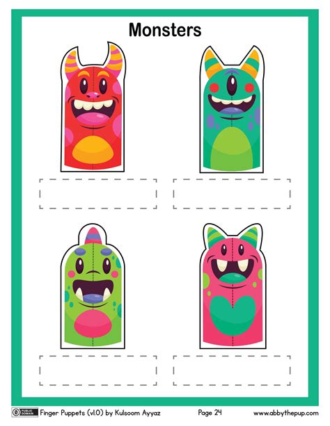 Monsters Finger Puppets Free Printable Papercraft Templates