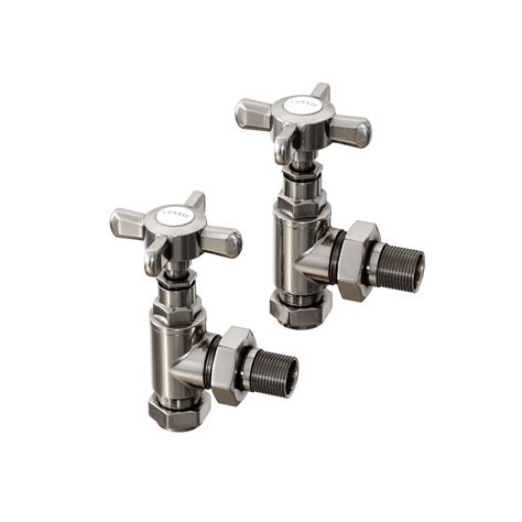 Mulberry Angled Radiator Valves Polished Nickel Pair Lusso