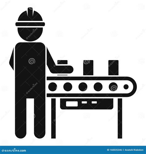 Man Assembly Line Icon Simple Style Stock Vector Illustration Of