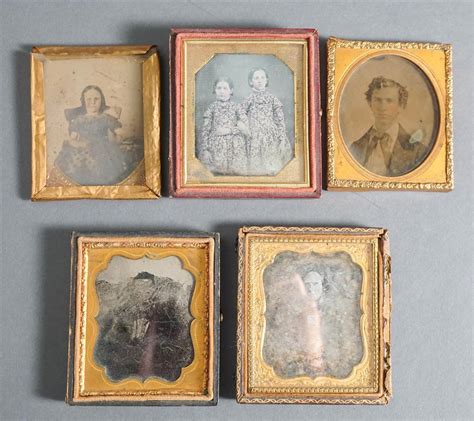Lot Collection Of Five Daguerreotypes And Tin Types
