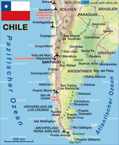 Map Of Chile Country Welt Atlasde