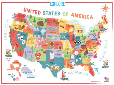 Buy Swiftmaps 18x24 United States Usa Us Childrens Wall Map Mural