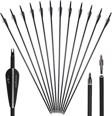 Huntingdoor 12pcs 30inch Archery Carbon Arrows Spine 550 Hunting