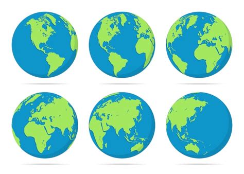 Premium Vector Set Of Planet Earth Globes Illustration