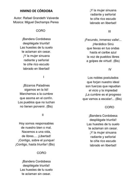 Himno De Córdoba Pdf Entretenimiento General