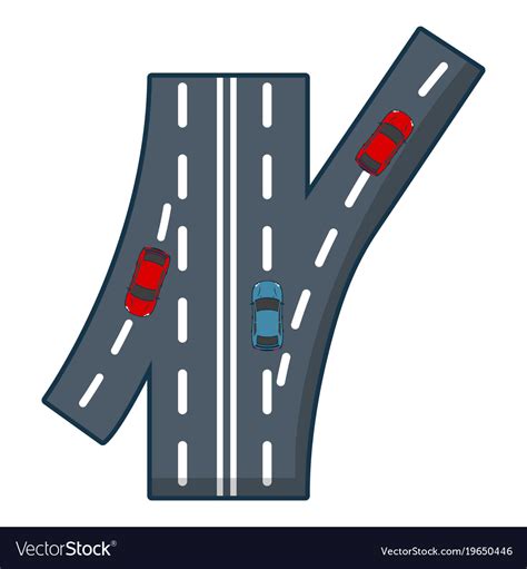Road Junction Icon Cartoon Style Royalty Free Vector Image