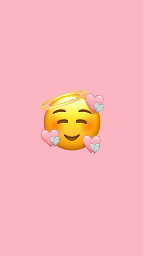 Pink Halo Cute Emoji Gris Corazones Mood Red Hd Phone Wallpaper