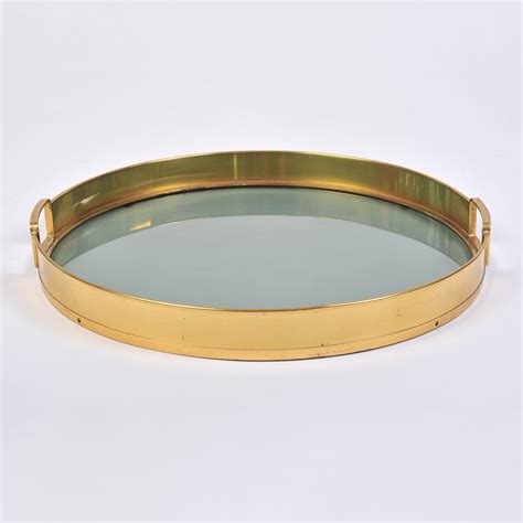 Italian 1950s Brass And Glass Tray Valerie Wade