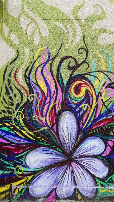 Download Wallpaper 938x1668 Wall Mural Texture Graffiti Flower