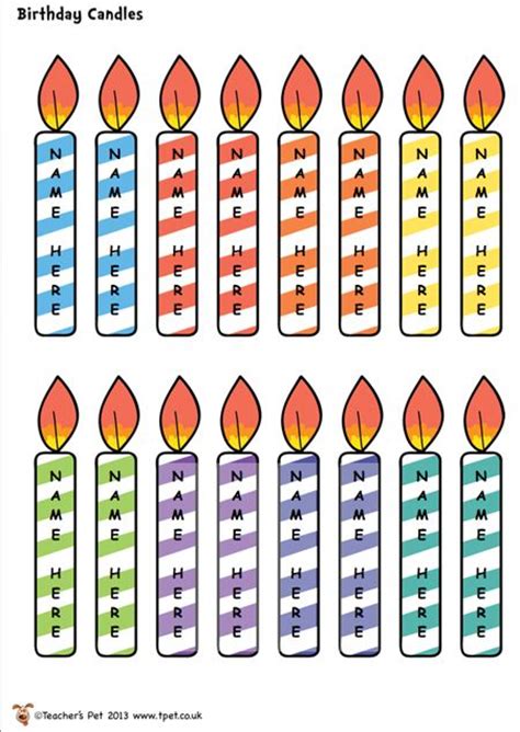 Free Editable Birthday Candles For Matching Birthday Cupcakes