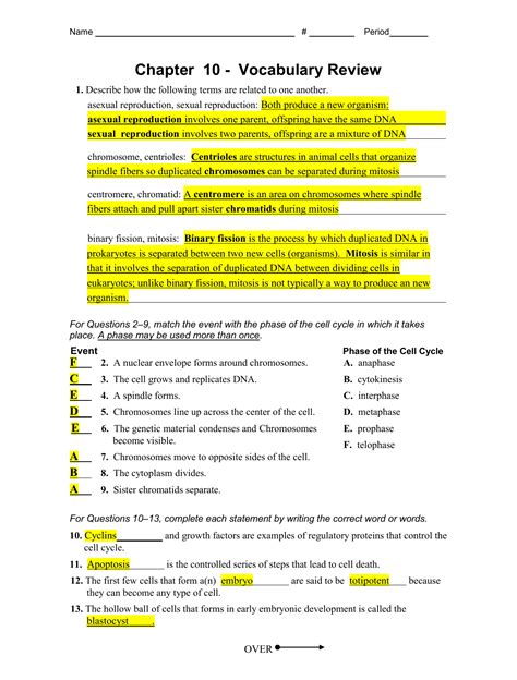 Even something as easy as guessing the beginning letter of long words can assist your child improve his phonics abilities. Chapter 10 Cell Growth And Division Worksheet Answer Key ...
