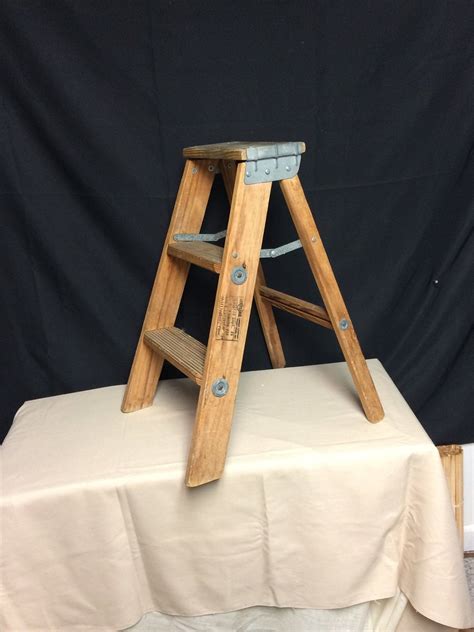 Small Wooden Step Ladder 24 Folding Step Stool Etsy Wooden Step