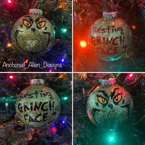 Merry Grinchmas Resting Grinch Face Large Grinch Ornament Etsy