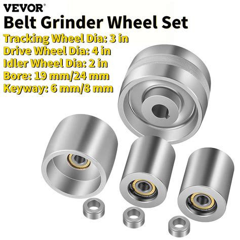 Vevor Mm Mm Bore Aluminum Alloy X In Belt Grinder Wheel Set In Drive Wheel Kit For