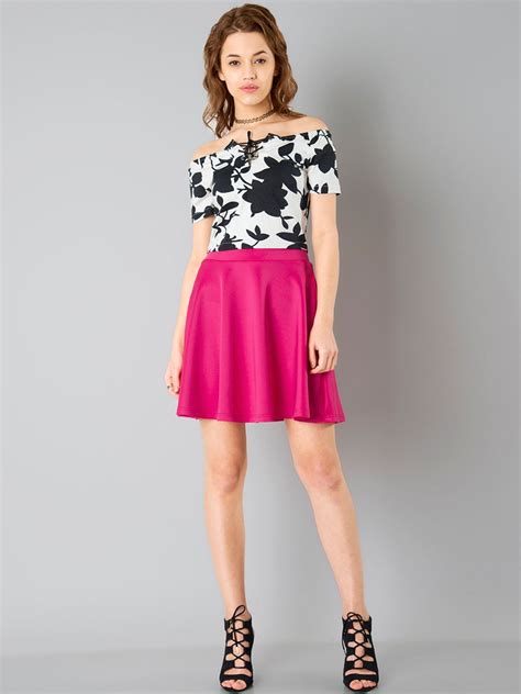 Faballey Pink Flared Skirt Flare Skirt Skirts Skirts Online