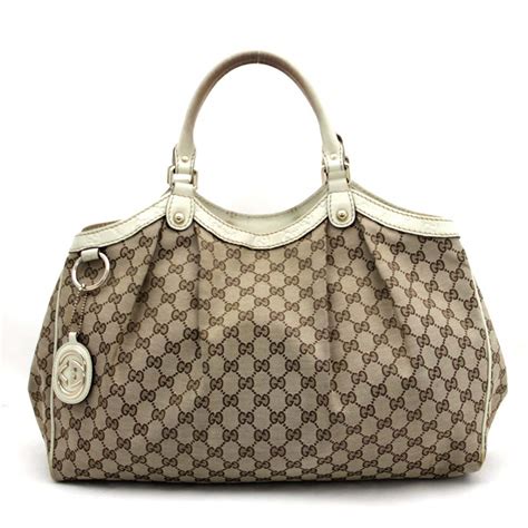 [10 Off] Auth Gucci Gg Pattern Tote Bag Beige X Ivory 211943 31639 Ebay