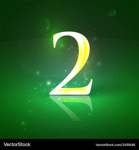 2 Green Glowing Number Two Royalty Free Vector Image