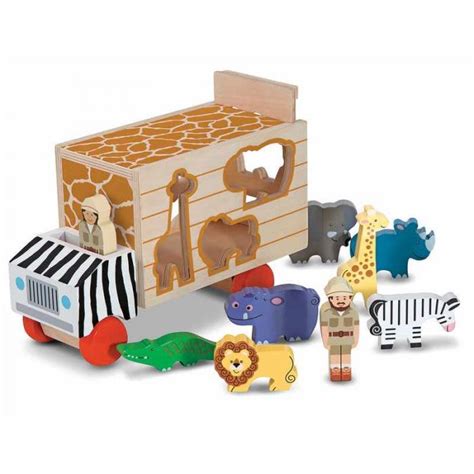Melissa And Doug Wooden Animal Rescue Shape Sorting Truck Melissa