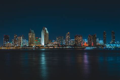 San Diego California Usa City Lights Water Wallpapers Hd Desktop