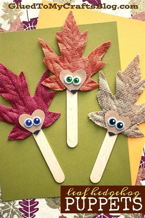 Leaf Hedgehog Puppets Craft Idea Fall Crafts For Kids Fall Arts And