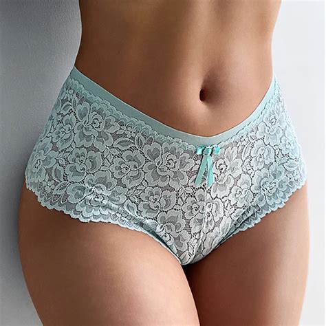 customized cheeky women panties sexy sheer lace bikini briefs female underwear high rise