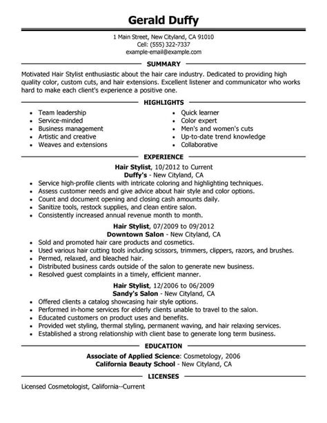professional hairdresser resume examples