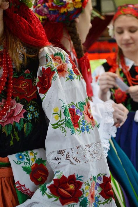 Closeup Of Embroidery On The Regional Costume From Polish Folk Costumes Polskie Stroje