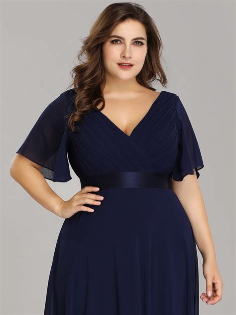 Plus Size Empire Waist Evening Dress With Short Sleeves Empire Waist Evening Dress Bridesmaid