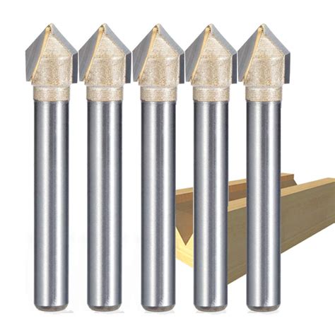 Huhao 5pcs 90 Degree Router Bits Engraving V Groove Bit Cutting Tool