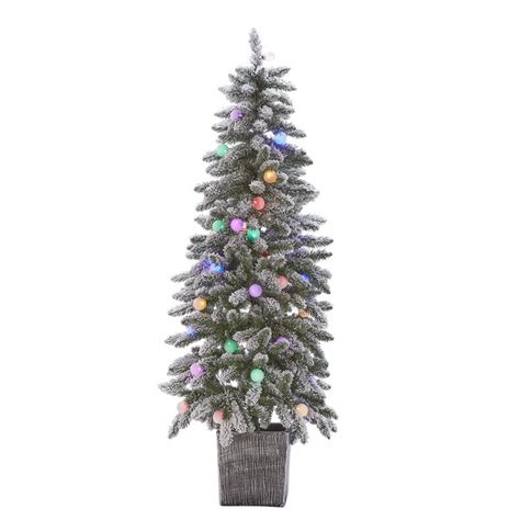 Holiday Living 5 Ft Spruce Pre Lit Traditional Slim Flocked Artificial