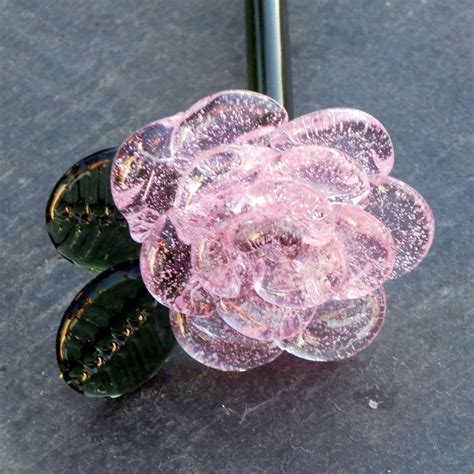 Custom Made Glass Rose Long Stemmed Flower Forever Untamed Rose Light