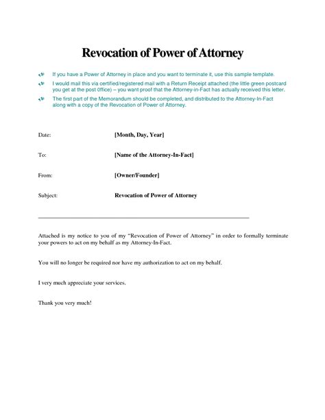 Power Of Attorney Letter Free Printable Documents