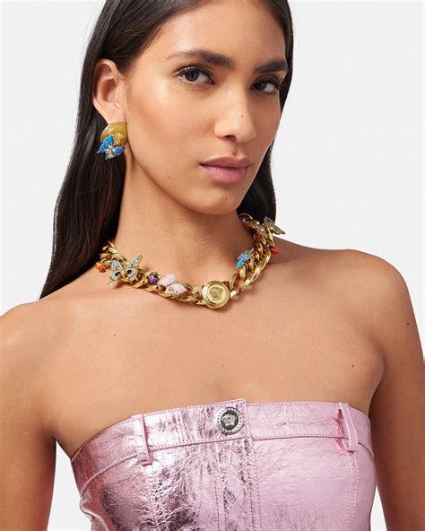 Versace Crystal Butterflies Chain Necklace For Women Uk Online Store