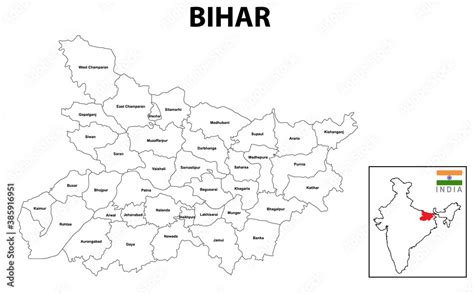 Bihar Map Bihar District Map Bihar Districts Map With Name Labels