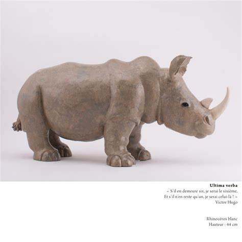 Animal Sculpture Ceramic Original Creation White Rhinoceros