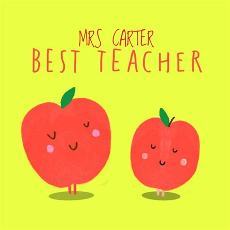Pair Of Apples Personalised Best Teacher Card Moonpig