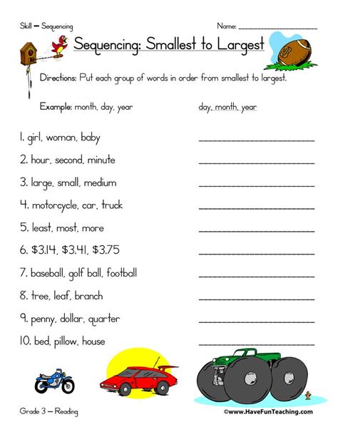 Smallest To Largest Worksheet • Have Fun Teaching Sequencing