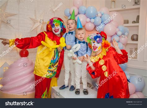 Circus Clowns Birthday Party Little Brothers Stock Photo 1561428154