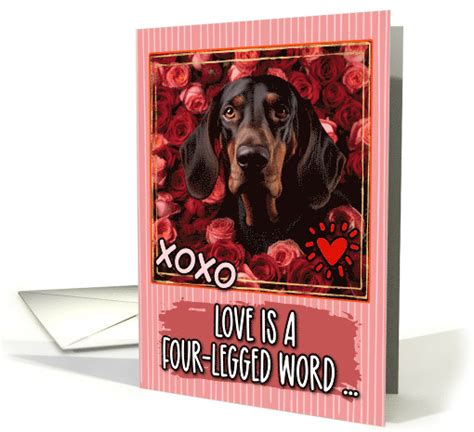 Black And Tan Coonhound And Roses Valentines Day Card 1811706