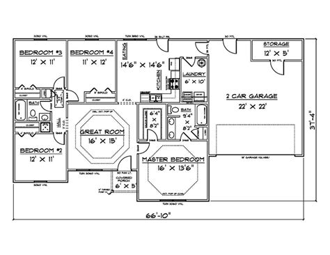 House Plans For 1500 Sq Ft 4 Bedroom House Ebay